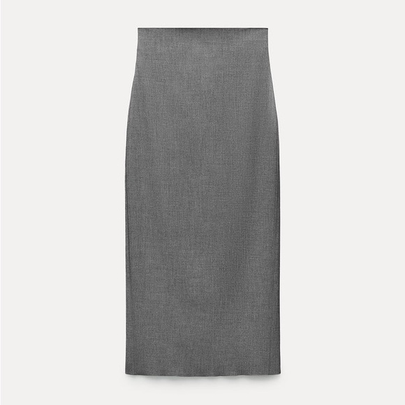 Zara Gray Midi Pencil Skirt ZW Collection - Picture 14 of 17